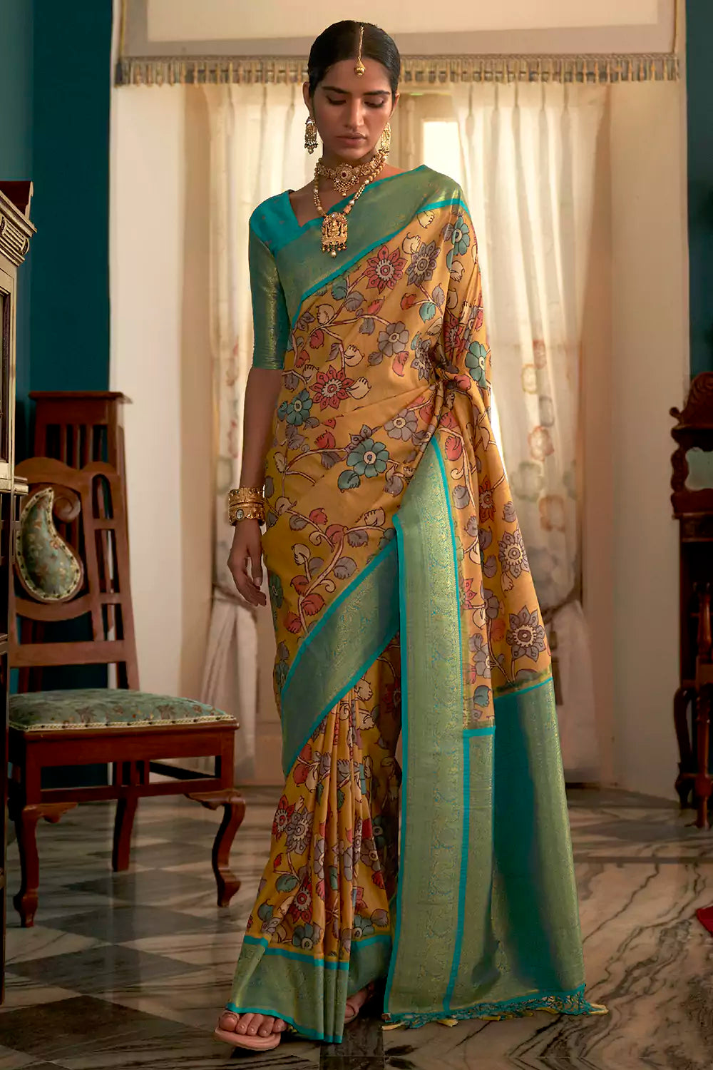 Shaded Chanderi Silk Katha Saree and Shaded Chanderi Silk Katha Sari Online  Shopping