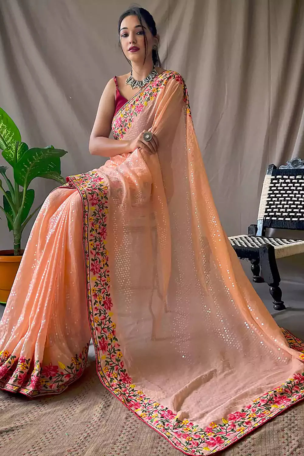 Heavy sequence work georgette saree - Shop Lance – ShopLance