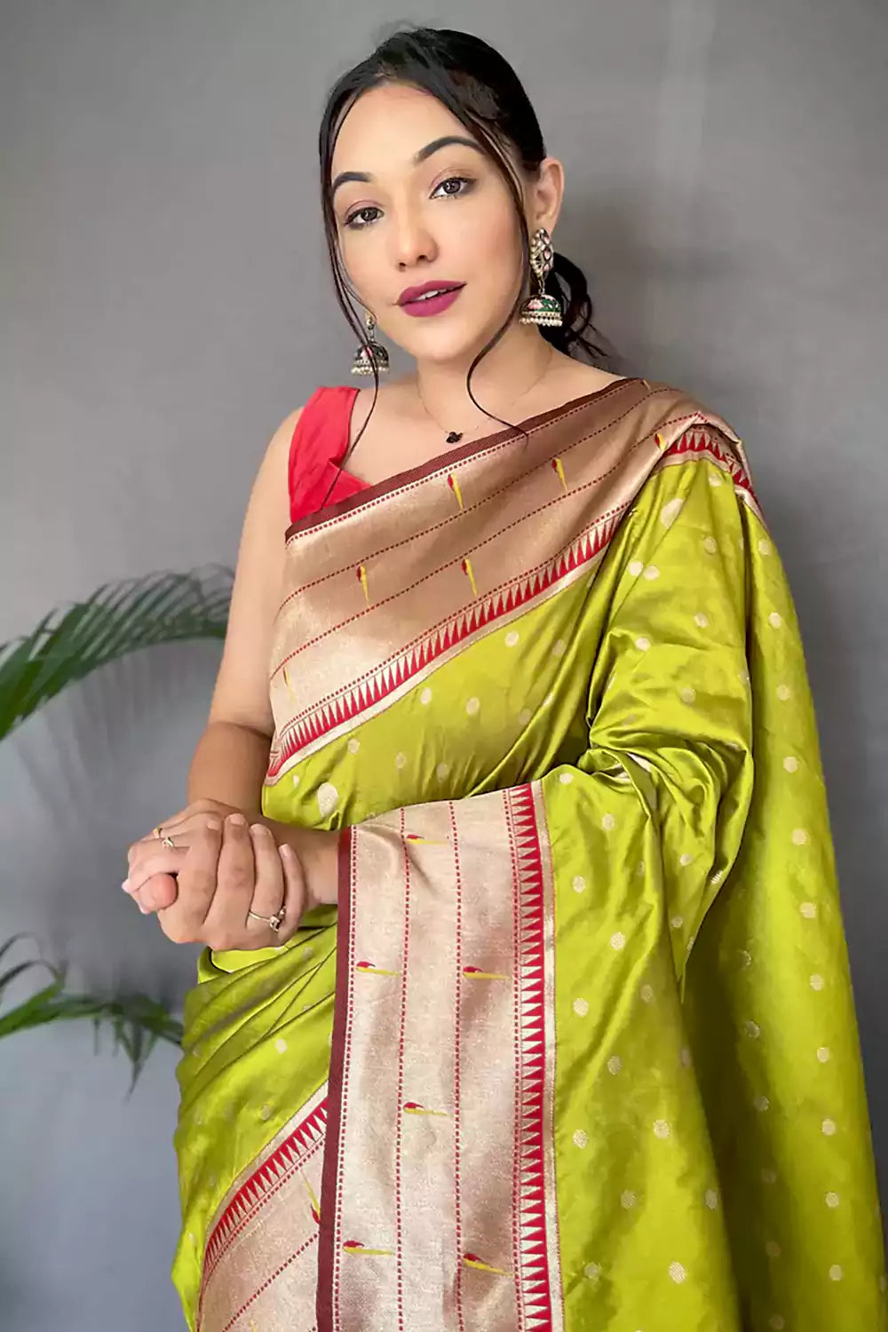 Parrot Green Silk Saree | Leemboodi