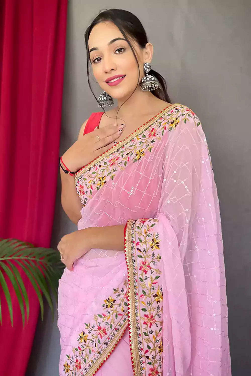 Buy Pink Georgette Sarees Online for Women in USA