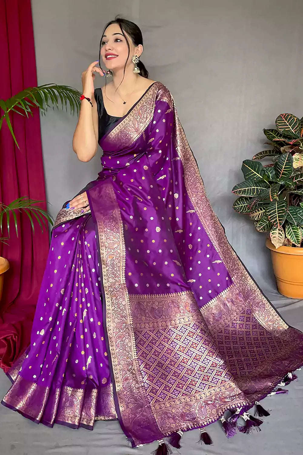 Buy Purple And Green - Soft silk saree online | Soft Silk from ShrusEternity