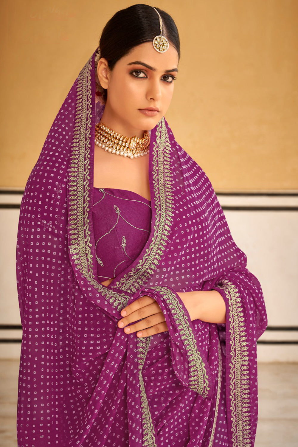 Partywear Purple Saree With Red Blouse || Rooprekha – rooprekha