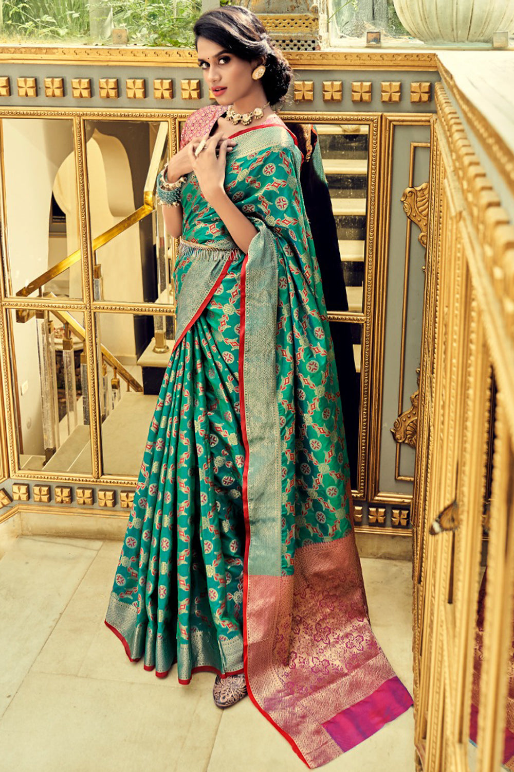 Green Bandhani Georgette Saree With Embroidery Lace Border – Bahuji -  Online Fashion & Lifestyle Store