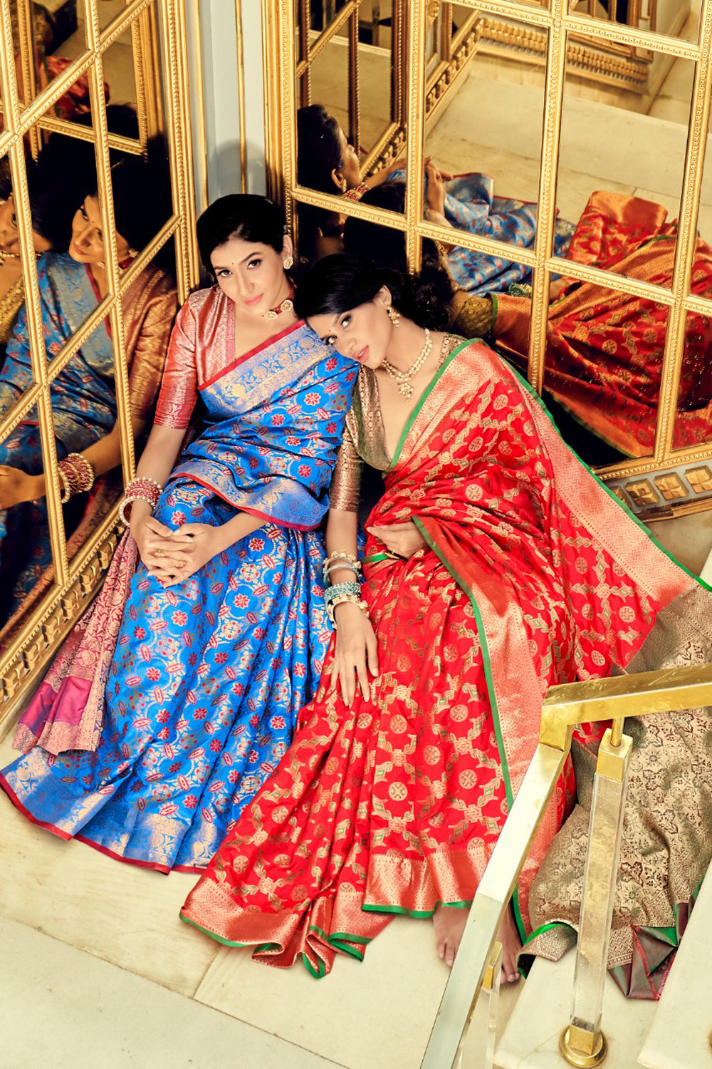 Red Bridal Woven Banarasi Silk Saree With Green Blouse – Bahuji - Online  Fashion & Lifestyle Store